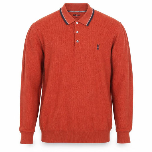 Next Mens Orange L Collared Henley Jumper Long Sleeve Cotton Knit