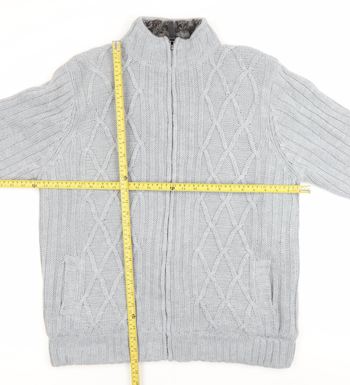 Cherokee Men’s Grey XL Knit Full Zip Lined Winter Jacket