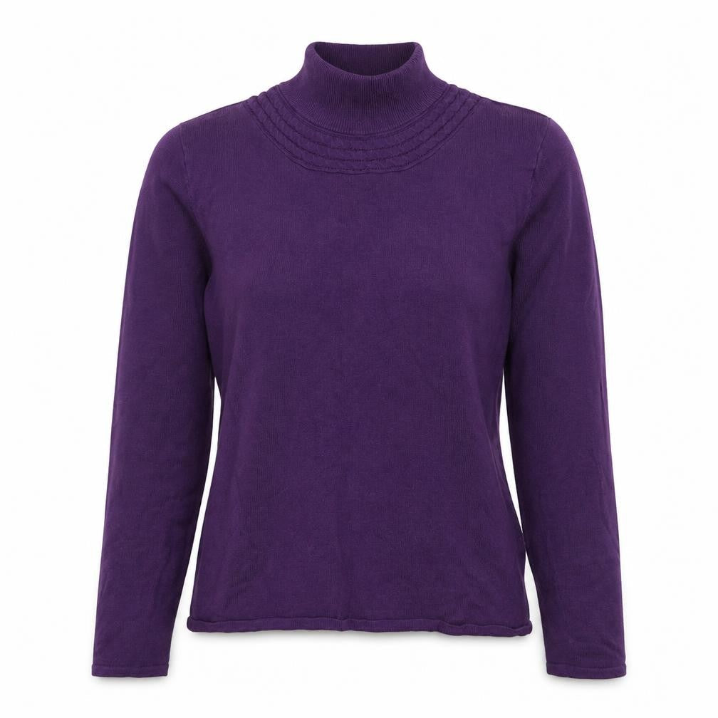 Marcona Women's Purple Roll Neck Cotton Jumper Size 12