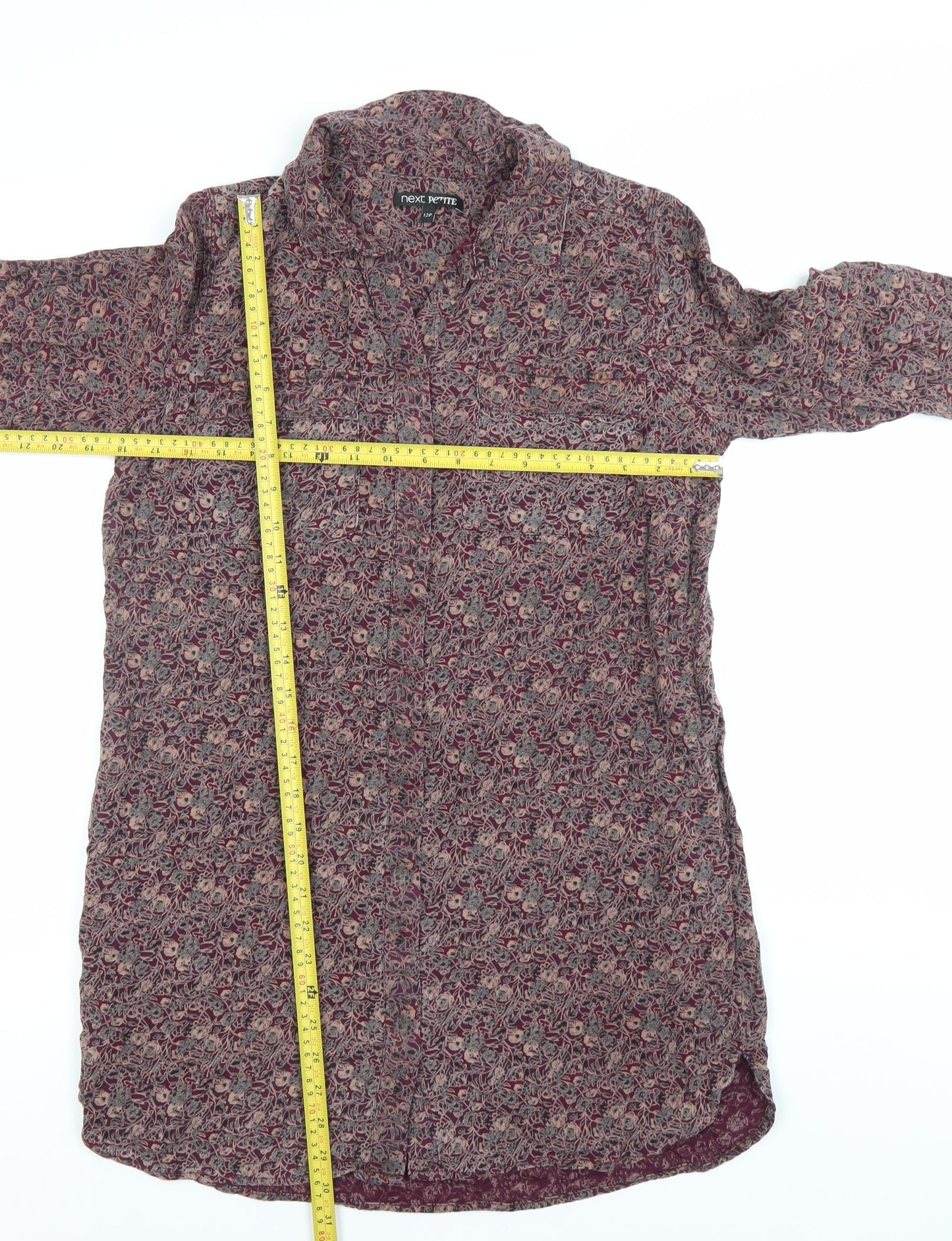Next Petite Women's Multicoloured Floral Tunic Shirt Size 12 Viscose