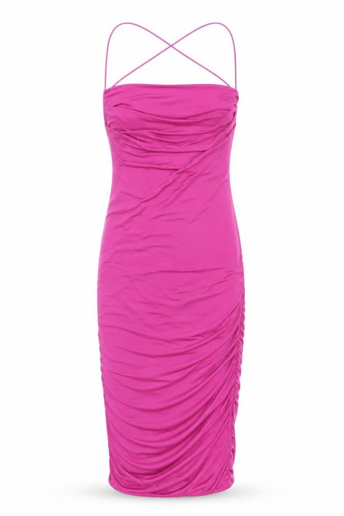 Tiger Mist Women's Pink S Bodycon Ruched Sleeveless Party Dress