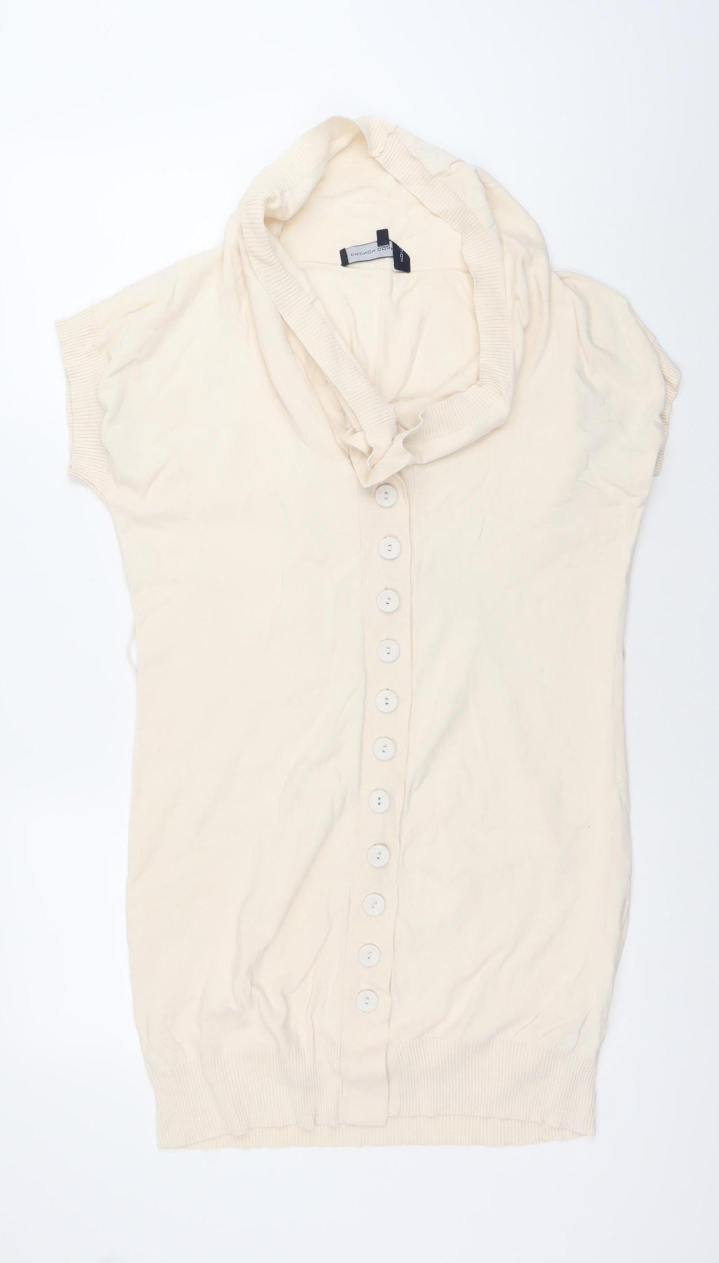 French Connection Women’s Ivory Cotton Cowl Neck Cardigan Size 10