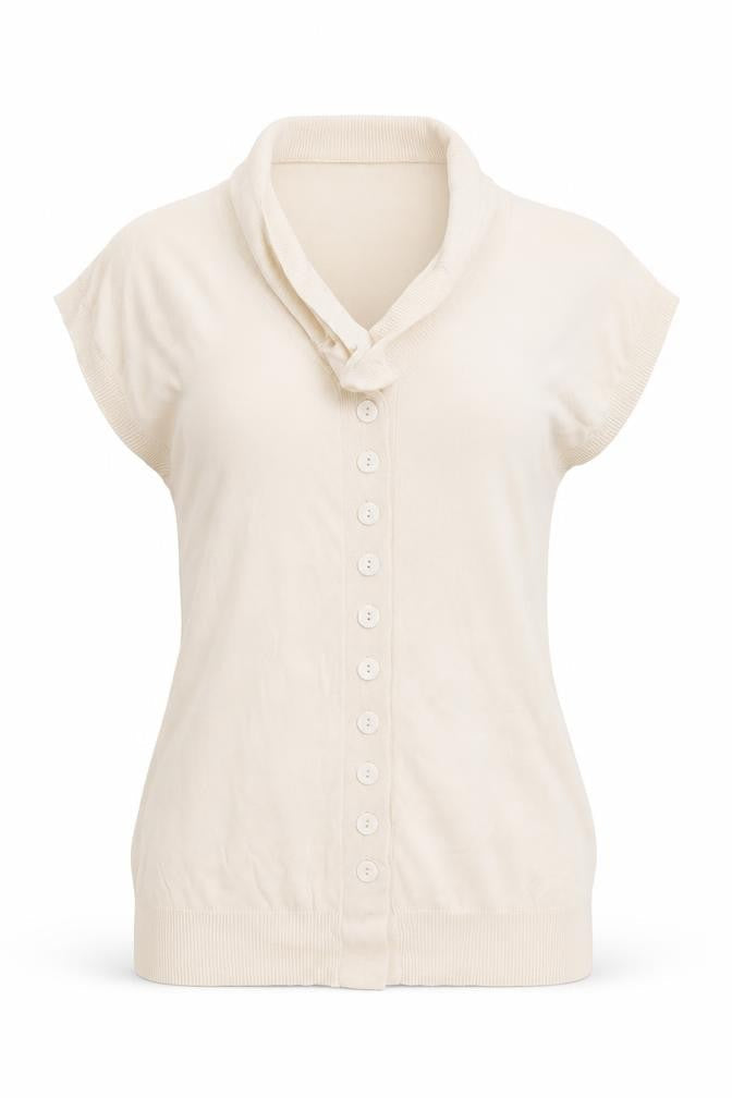 French Connection Women’s Ivory Cotton Cowl Neck Cardigan Size 10