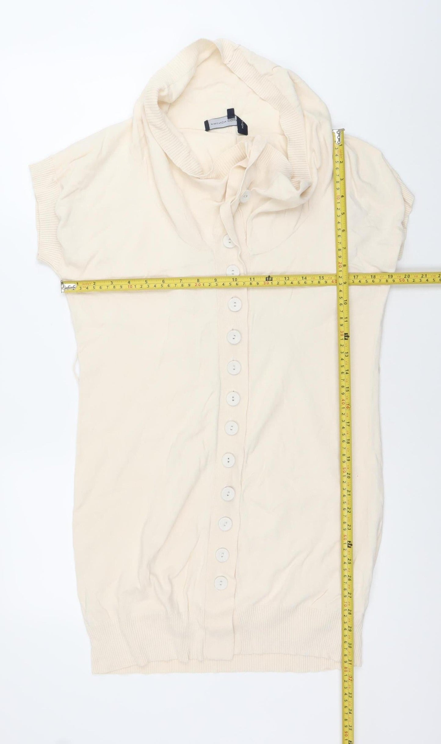 French Connection Women’s Ivory Cotton Cowl Neck Cardigan Size 10