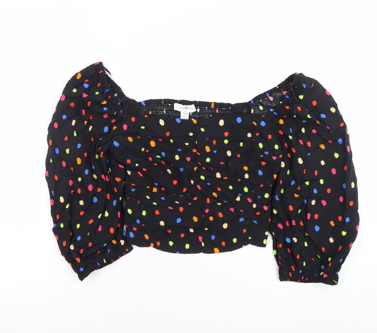 Topshop Tall Women’s Multicoloured Puff Sleeve Cropped Blouse Size 8