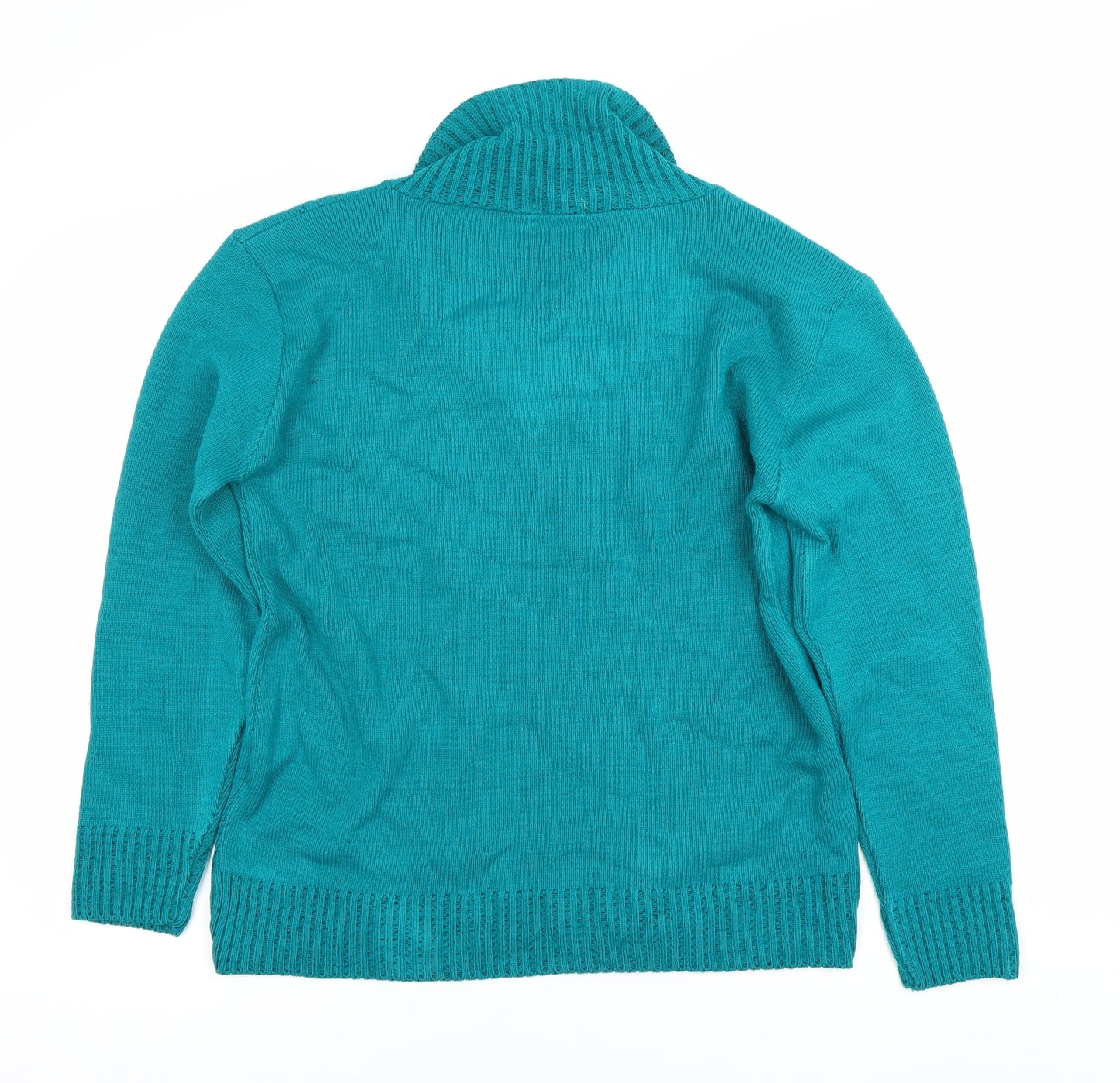 Pulse Women's Green L Collared Cable-Knit Pullover Jumper