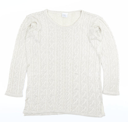 Next Women’s Ivory Open-Knit 3/4 Sleeve Pullover Jumper M