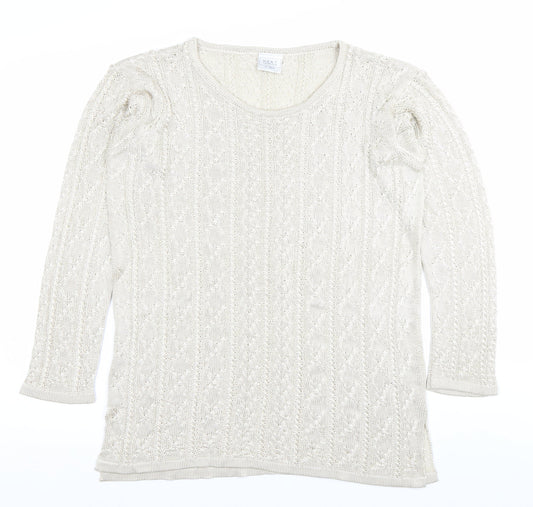 Next Women’s Ivory Open-Knit 3/4 Sleeve Pullover Jumper M
