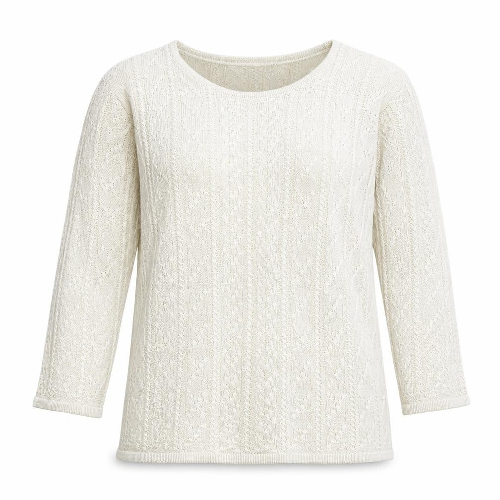 Next Women’s Ivory Open-Knit 3/4 Sleeve Pullover Jumper M