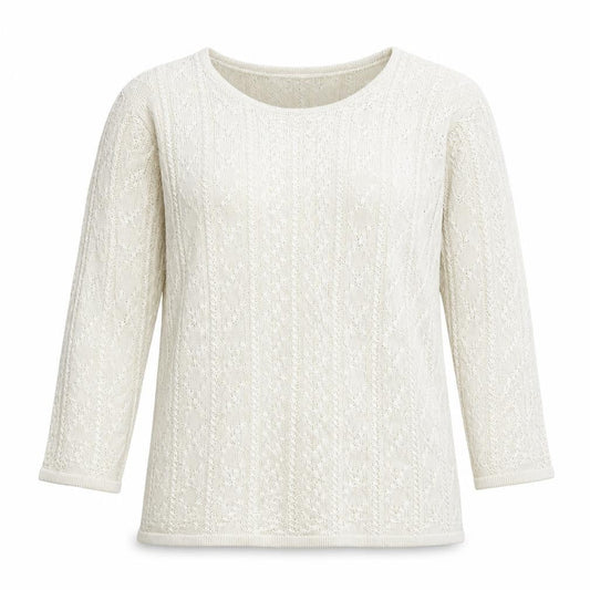Next Women’s Ivory Open-Knit 3/4 Sleeve Pullover Jumper M