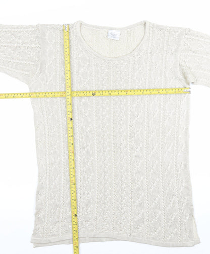 Next Women’s Ivory Open-Knit 3/4 Sleeve Pullover Jumper M
