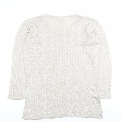 Next Women’s Ivory Open-Knit 3/4 Sleeve Pullover Jumper M