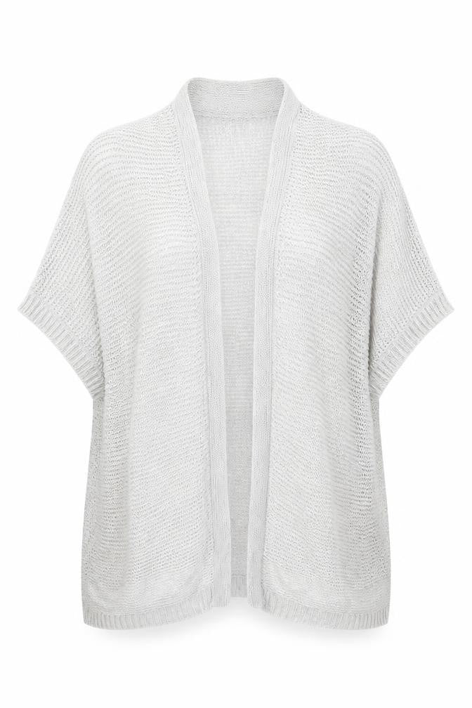 Charli Womens Grey Linen Open Knit Cardigan One Size Relaxed Fit