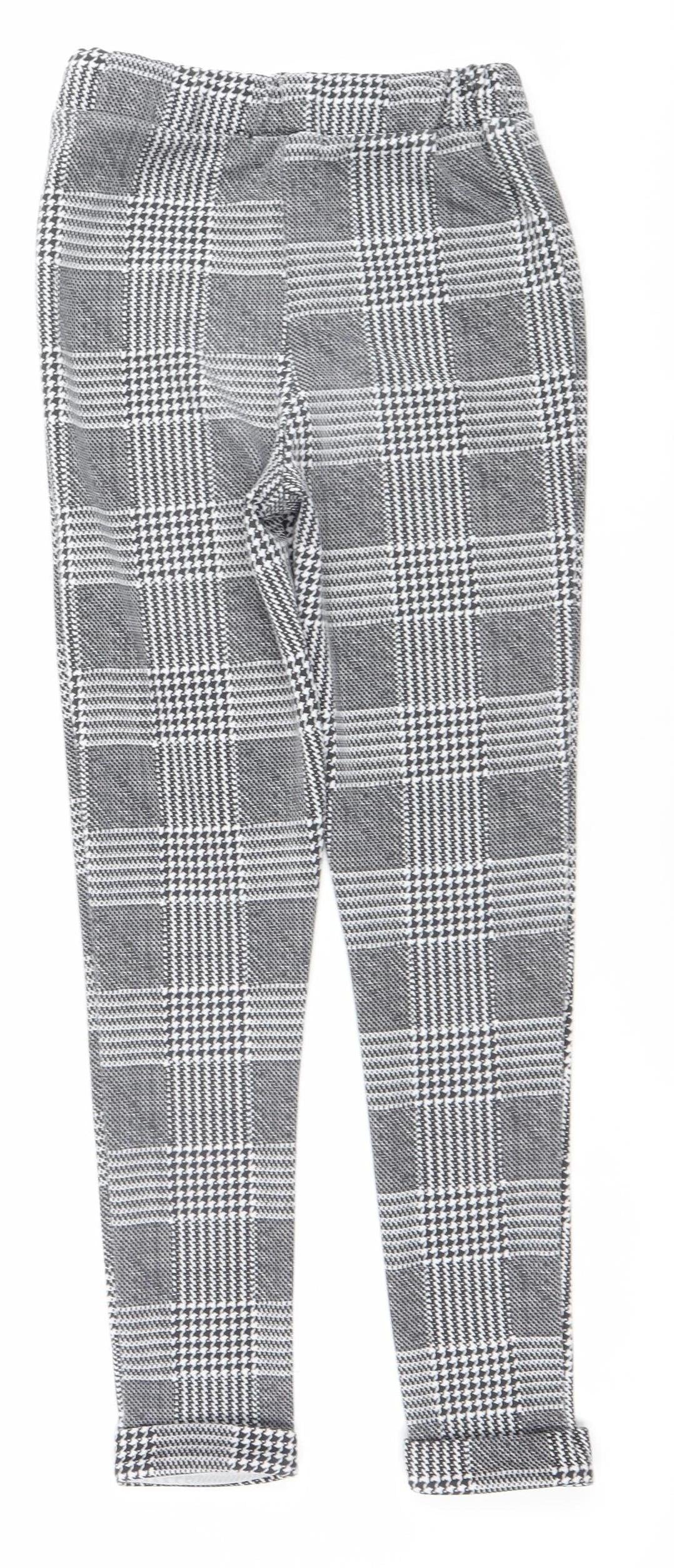 Boohoo Women's Black Check Slim Fit Stretch Leggings Size 8