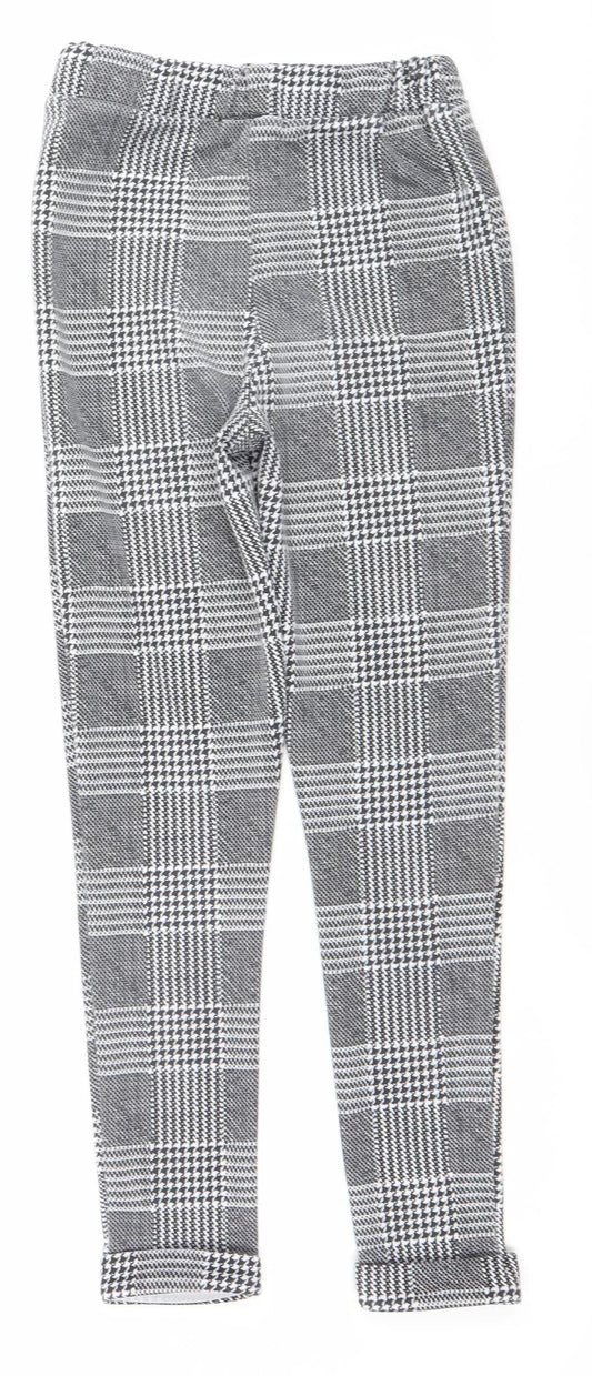 Boohoo Women's Black Check Slim Fit Stretch Leggings Size 8
