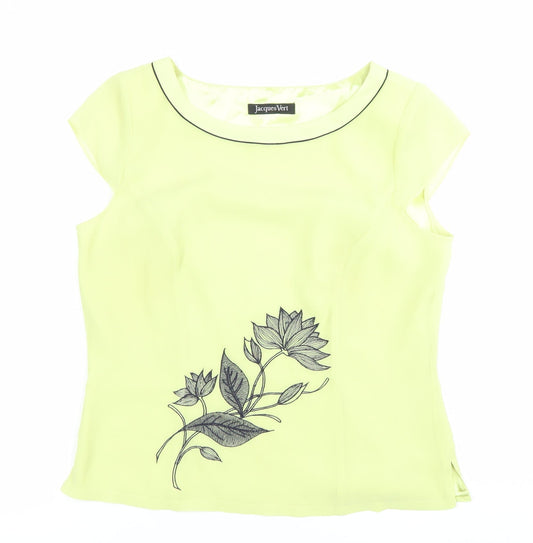 Jacques Vert Women’s Yellow Floral Embroidered Blouse Size 12