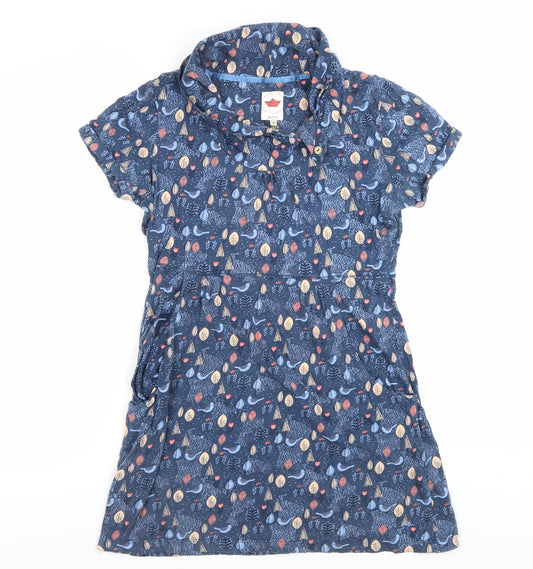 Faithful & True Women's Blue Animal Print Collared Shirt Dress Size 12