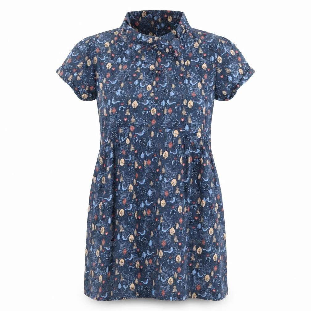 Faithful & True Women's Blue Animal Print Collared Shirt Dress Size 12