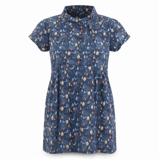 Faithful & True Women's Blue Animal Print Collared Shirt Dress Size 12