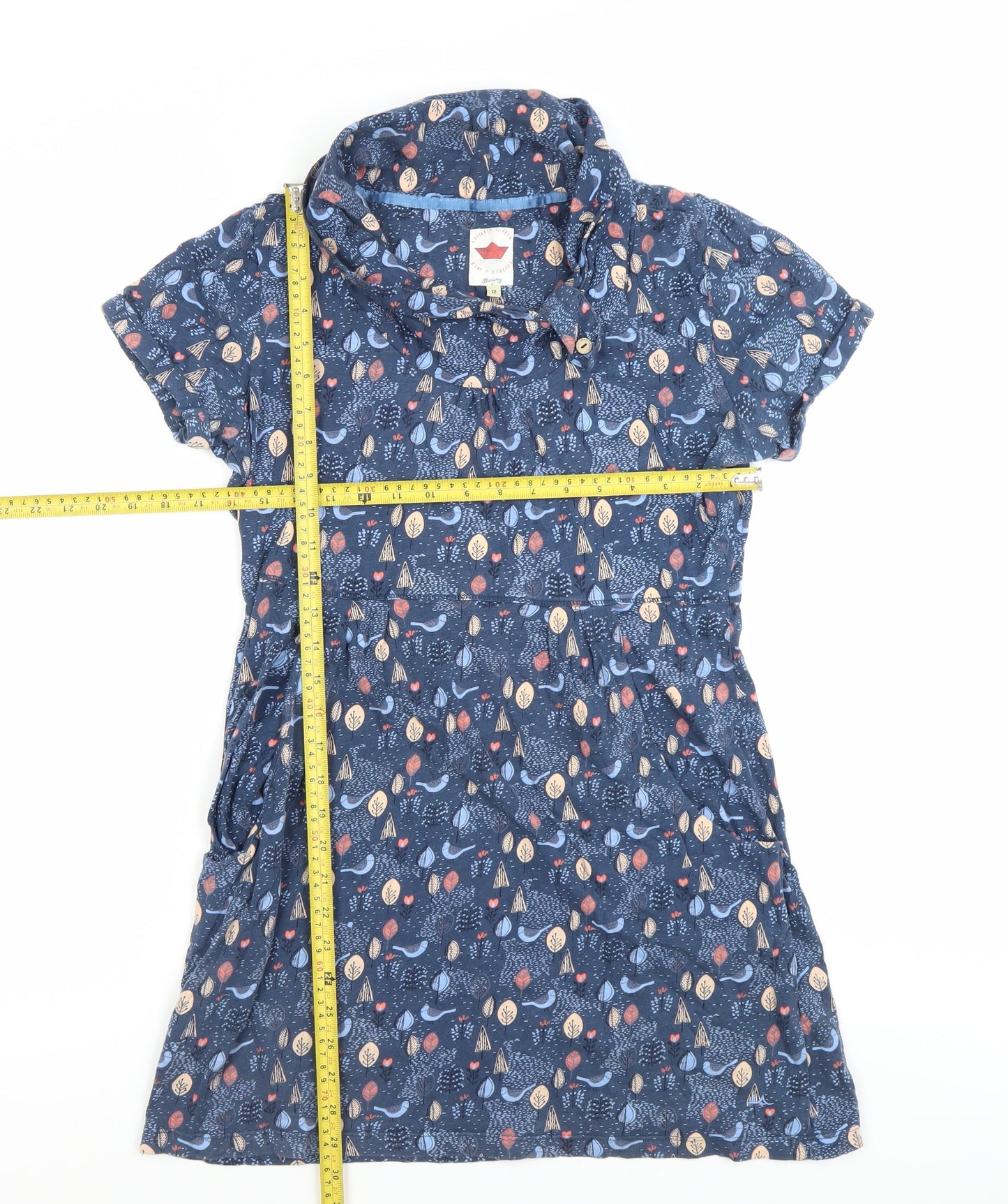 Faithful & True Women's Blue Animal Print Collared Shirt Dress Size 12