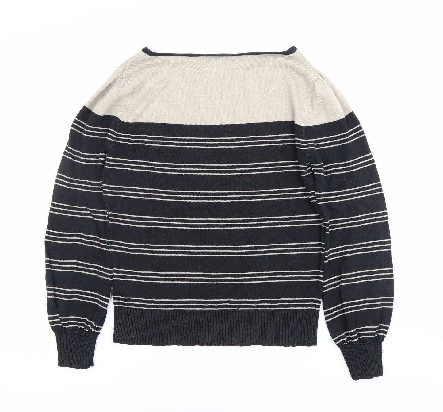Monsoon Women's Black Striped Boat Neck Jumper Size M