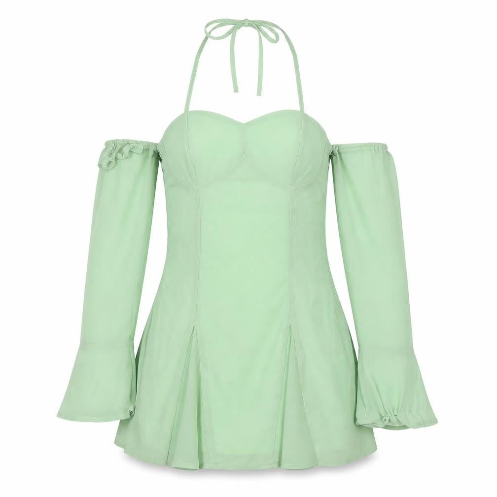 PRETTYLITTLETHING Women’s Green Chiffon Sweetheart Halter Blouse Size 6
