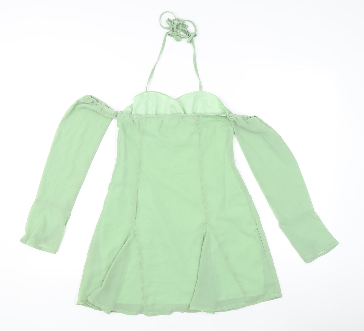 PrettyLittleThing Women’s Green Chiffon Sweetheart Halter Blouse Size 6