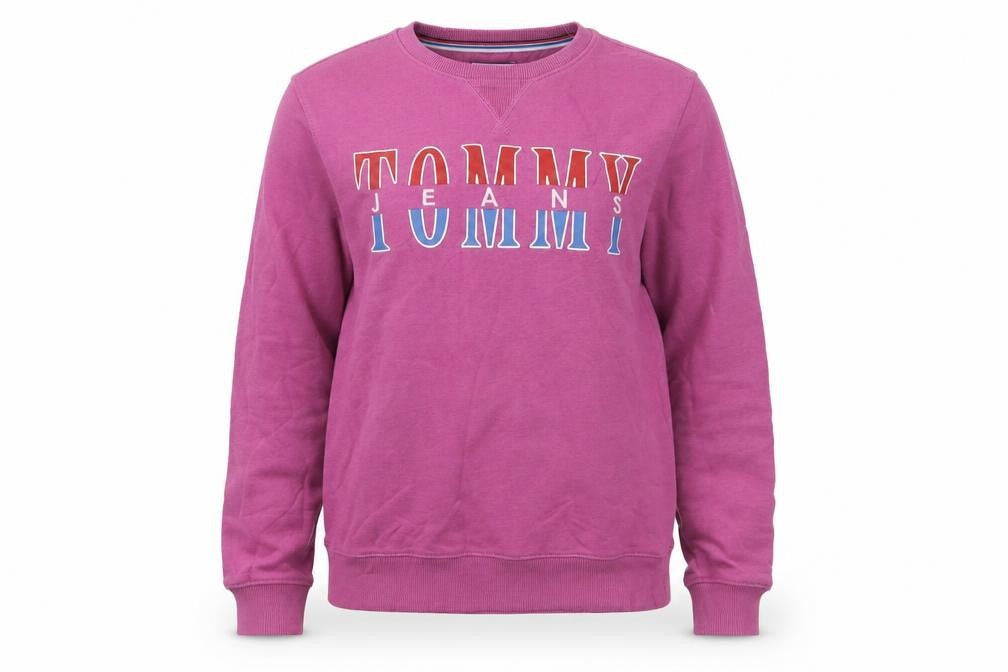 Tommy Jeans Women's Pink Logo Crew Neck Pullover Sweatshirt Size S