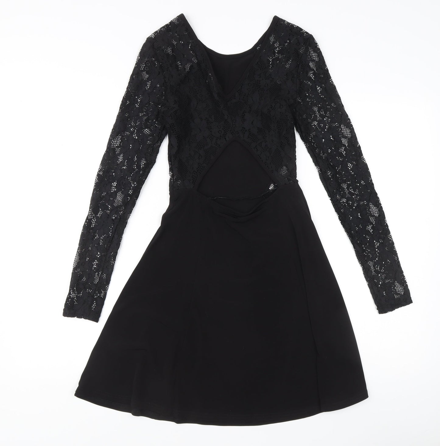 H&M Women’s Black Size 6 Fit & Flare Lace Cut Out Party Dress
