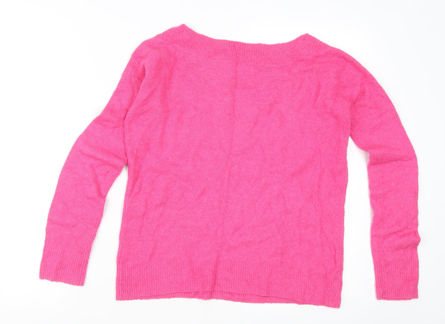 Hush Women's Pink Boat Neck Cotton Knit Jumper Size S