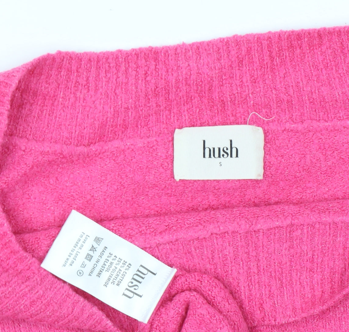 Hush Women's Pink Boat Neck Cotton Knit Jumper Size S