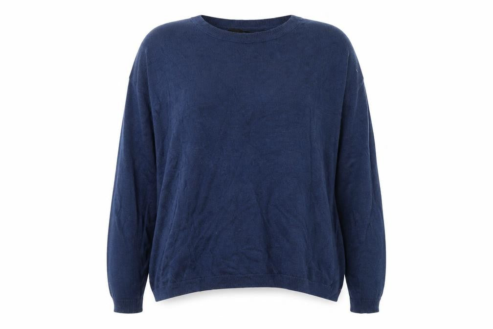 360 Sweater Women's Blue XS Linen Star Print 3/4 Sleeve Pullover