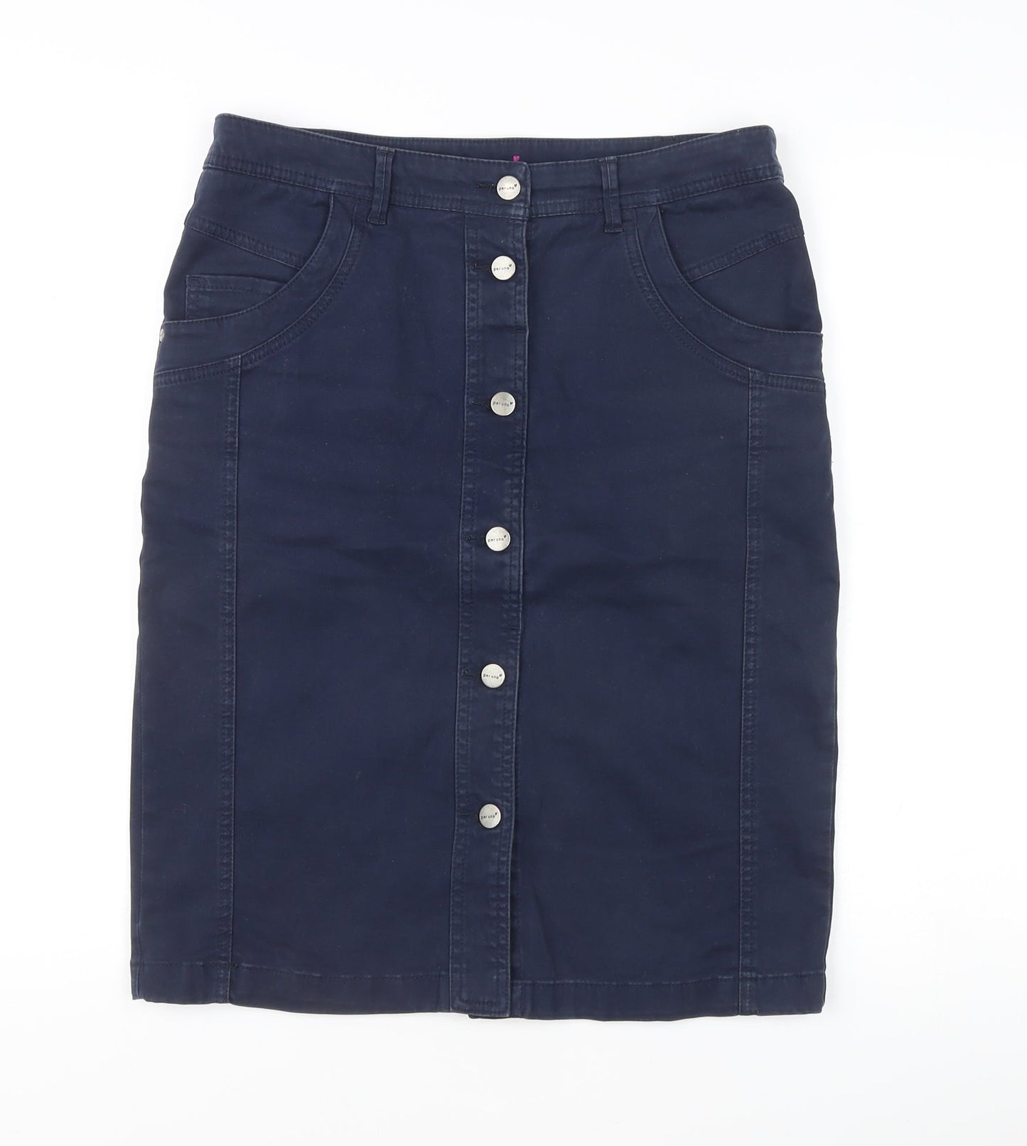 Marks and Spencer Women’s Navy Blue Knee Length Pencil Skirt Cotton Stretch Size 12