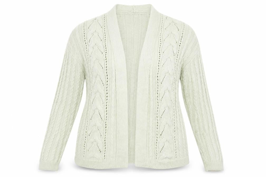 Marks & Spencer Women’s Green Size 14 Cable-Knit Cardigan