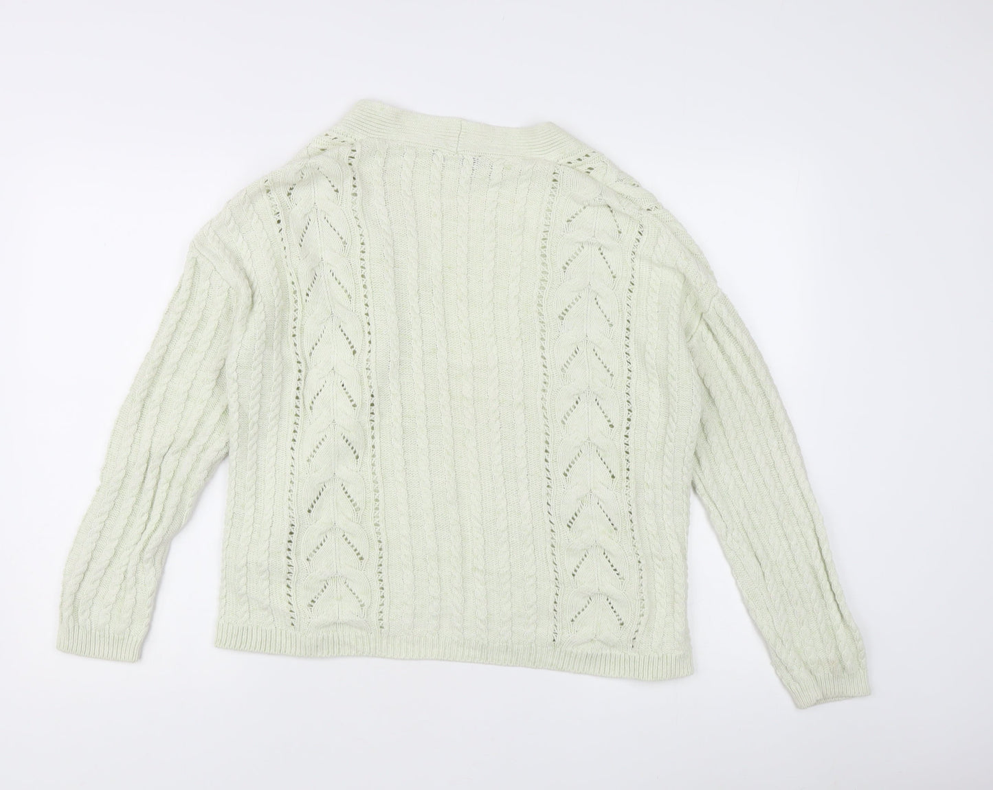 Marks and Spencer Women’s Green Size 14 Cable-Knit Cardigan