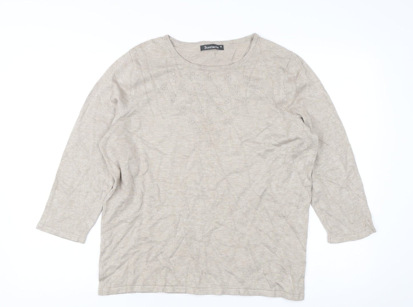 Bonmarché Women’s Beige Beaded Pullover Jumper Medium