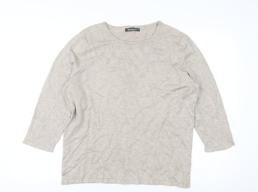 Bonmarché Women’s Beige Beaded Pullover Jumper Medium