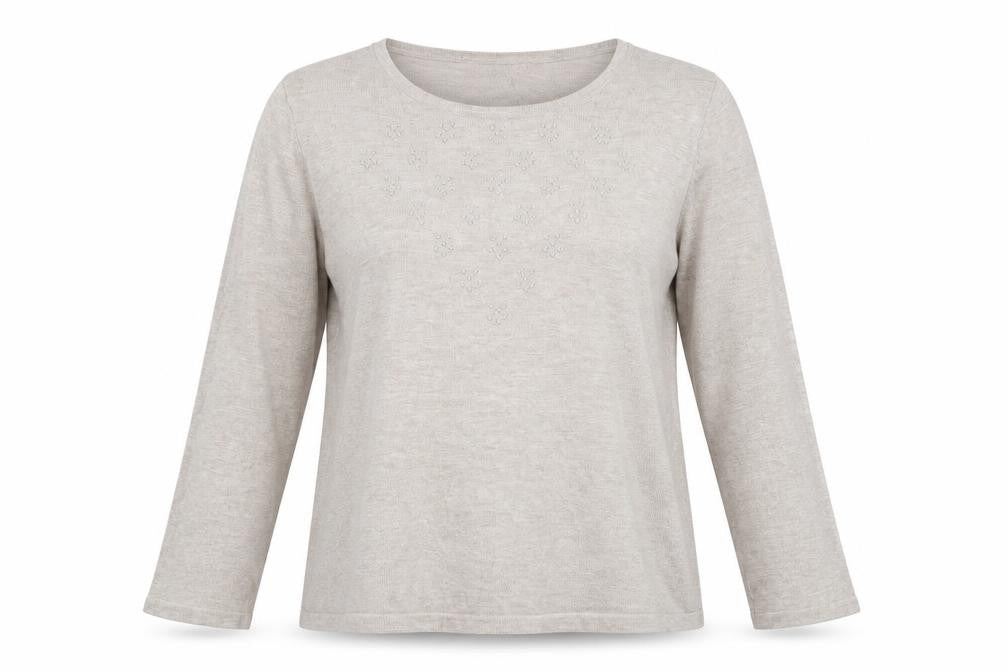 Bonmarché Women’s Beige Beaded Pullover Jumper Medium