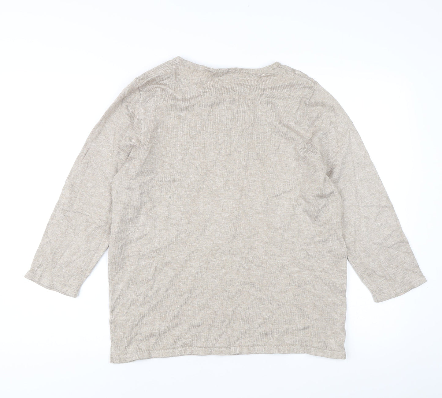 Bonmarché Women’s Beige Beaded Pullover Jumper Medium