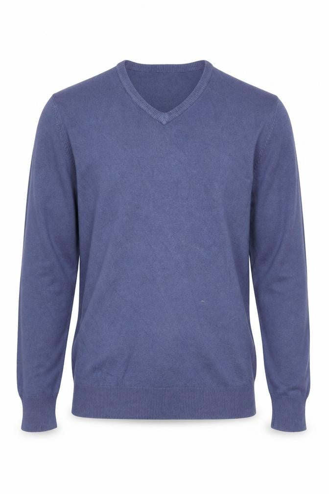 Marks & Spencer Men's Blue M V-Neck Acrylic Pullover Jumper
