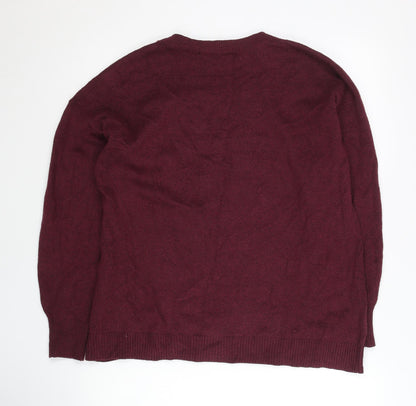 LOFT Women's Red Crew Neck Pullover Jumper Size M Cotton Blend