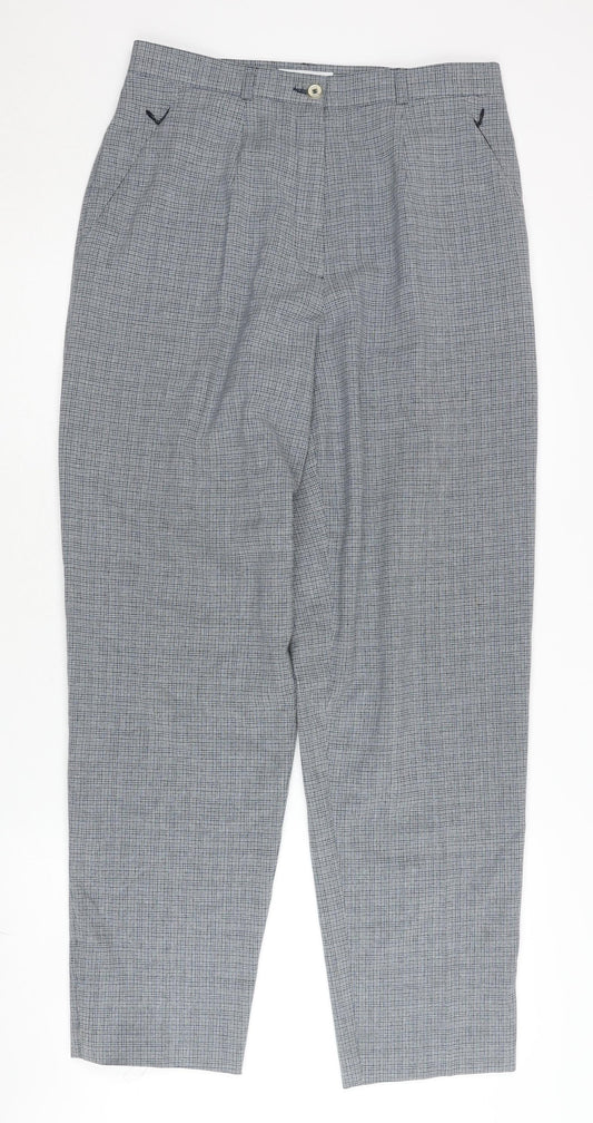Lady Augusta Women's Grey Check High Rise Pleated Dress Pants Size 14