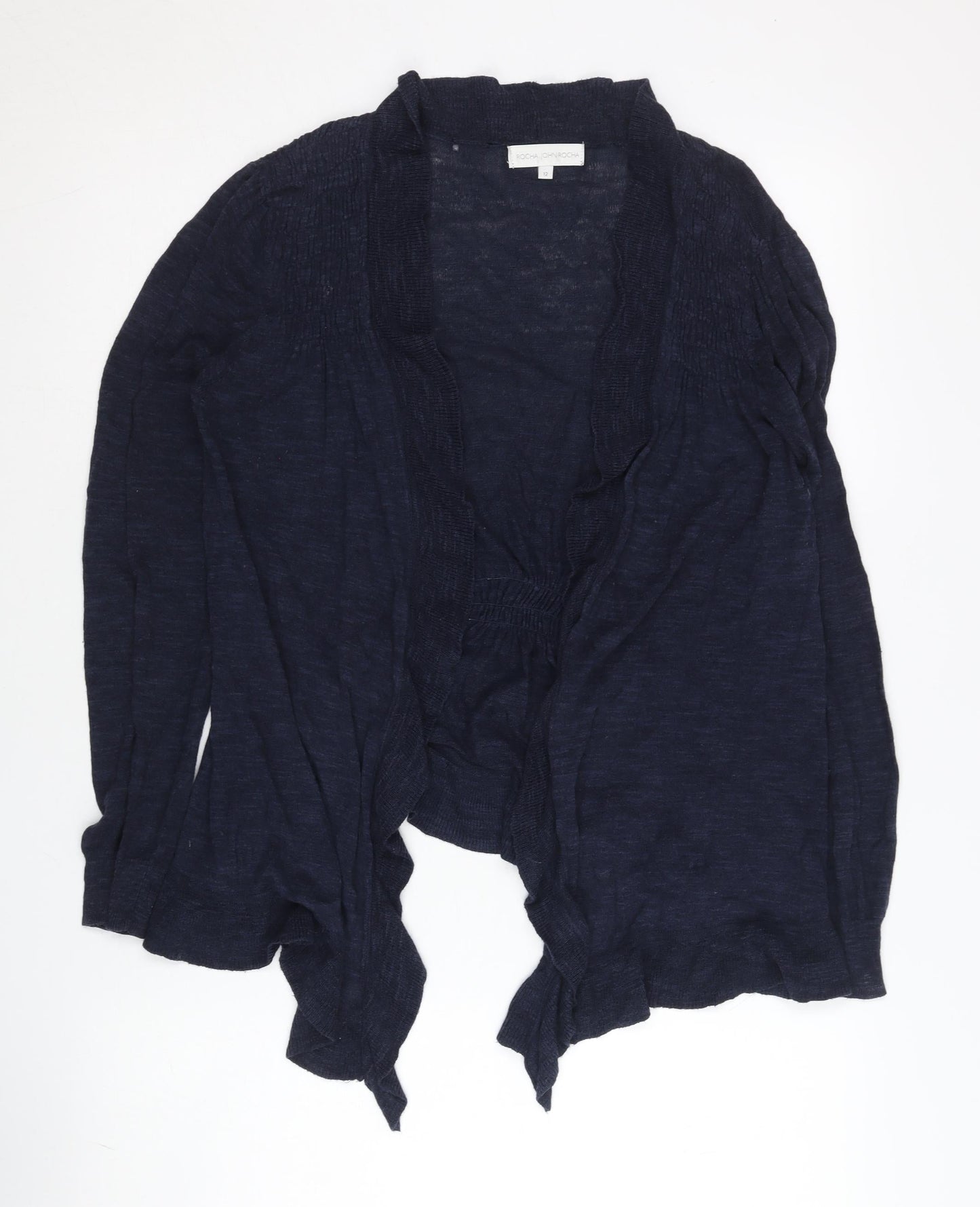 Rocha John Rocha Women's Blue Size 12 Open Front Cardigan Knit Lightweight