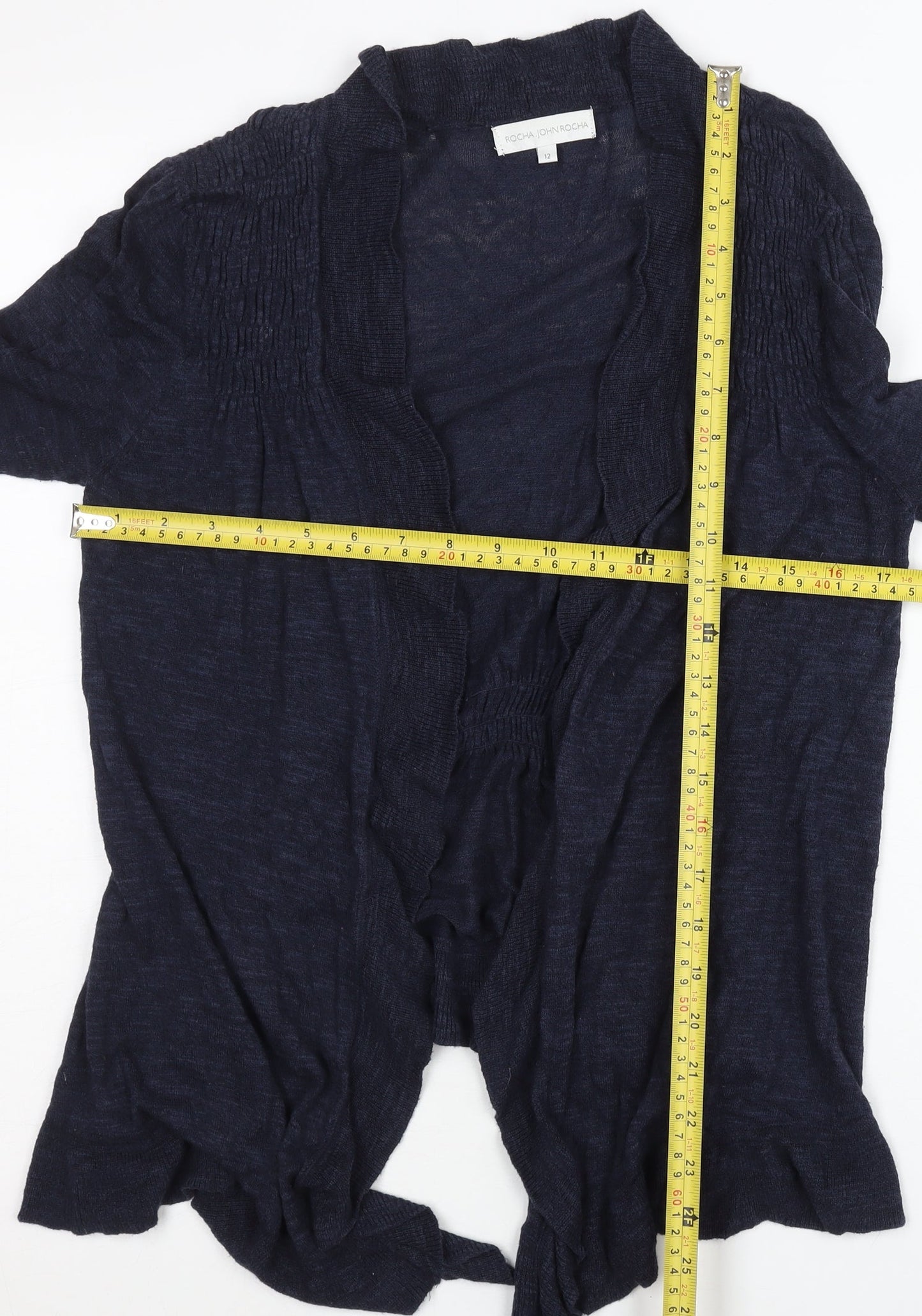 Rocha John Rocha Women's Blue Size 12 Open Front Cardigan Knit Lightweight