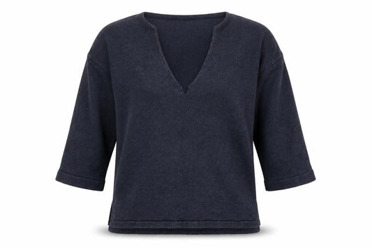 French Connection Women's Blue L Silk Blend V-Neck Jumper