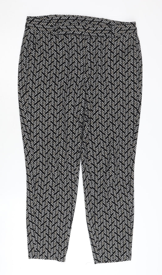 Dorothy Perkins Women’s Black Geometric Tapered Trousers Size 12