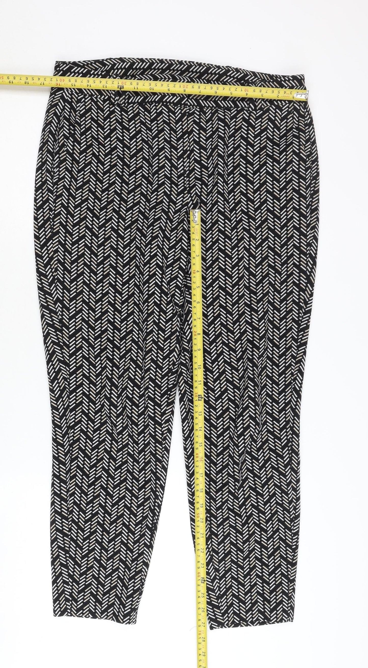 Dorothy Perkins Women’s Black Geometric Tapered Trousers Size 12