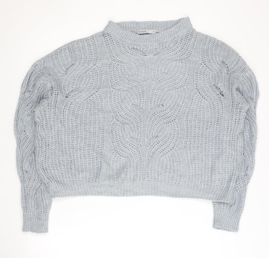 Oasis Women’s Grey Cable-Knit Mock Neck Pullover Jumper S