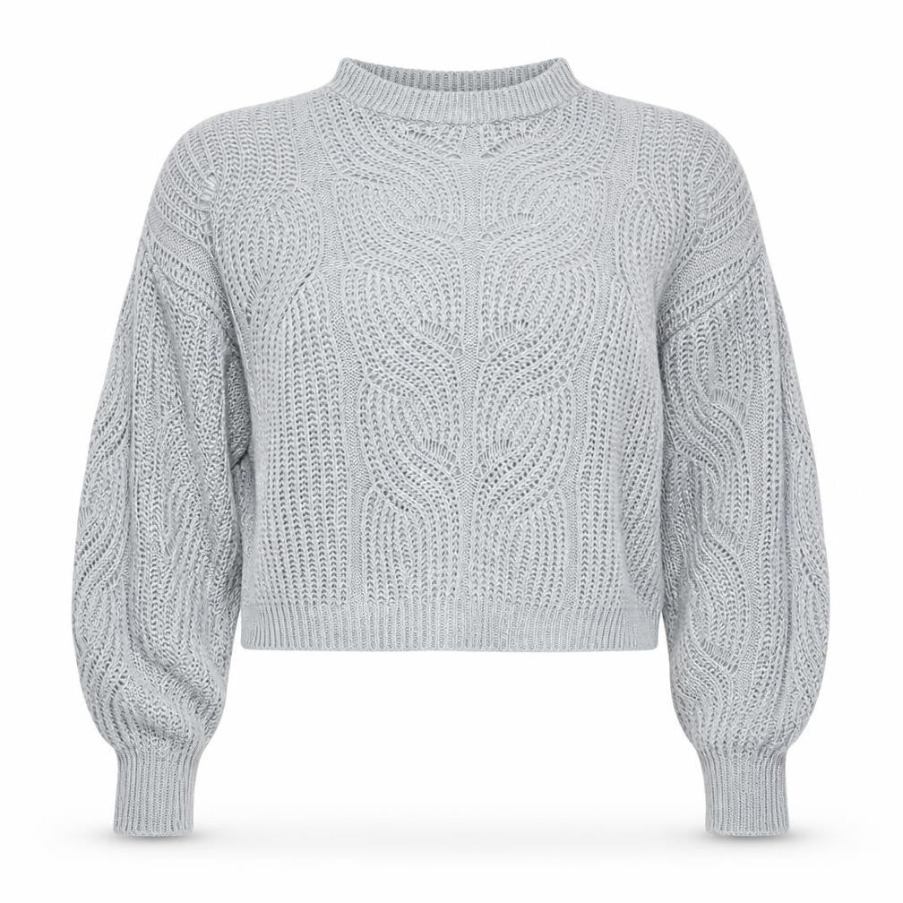 Oasis Women’s Grey Cable-Knit Mock Neck Pullover Jumper S