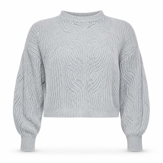 Oasis Women’s Grey Cable-Knit Mock Neck Pullover Jumper S